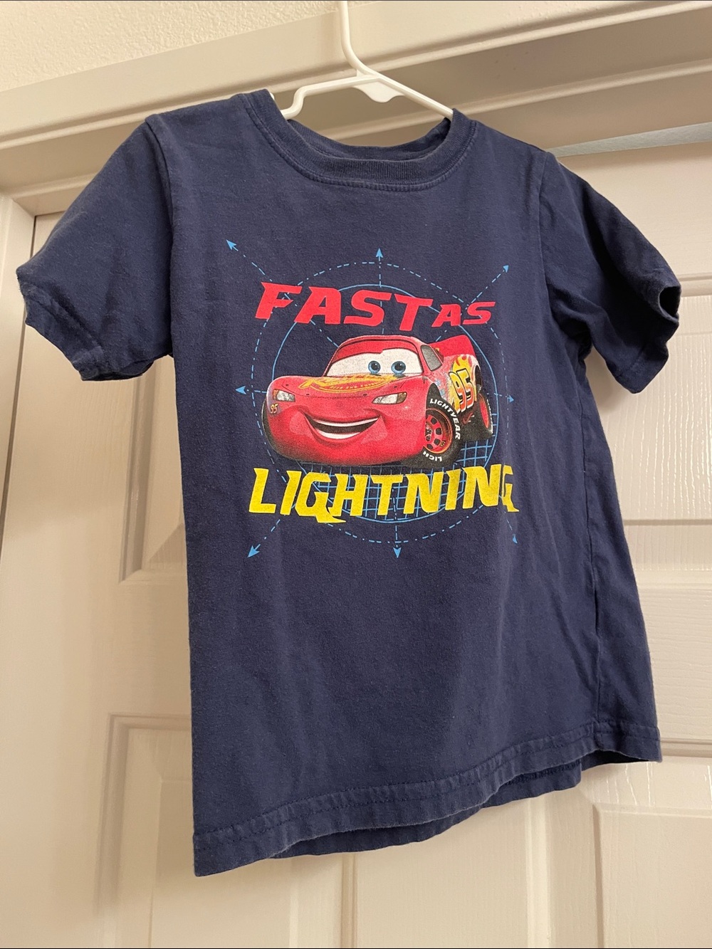 Disney Navy Tee with Red & Yellow Lightning McQueen Graphic